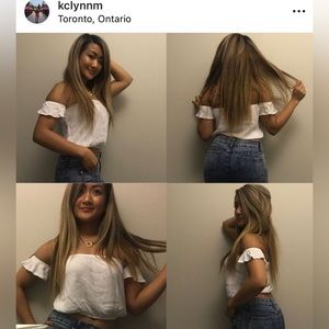 UK2LA 2 for $15 Black and White Off Shoulder Crop Top Tee Size Medium